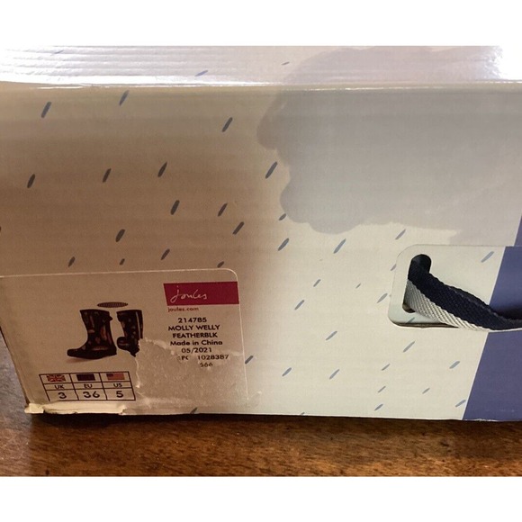 JOULES Women's Rubber Rain Boot Molly Welly Size 5 Feather Black NIB - Picture 9 of 9